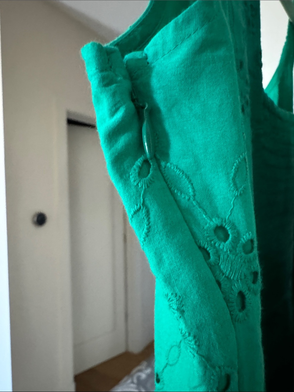 NWT J Crew Green Eyelet Midi Dress - Picture 4 of 7